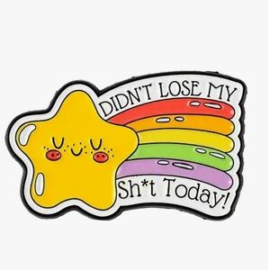Funny Yellow Star Rainbow Pin - "Didn't Lose My Sh*t Today"